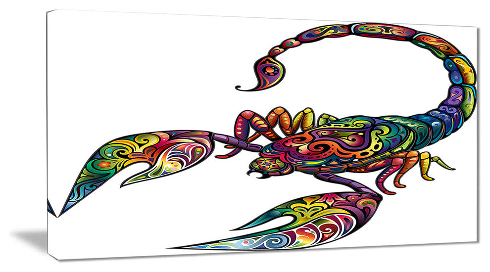 "Cheerful Scorpion" Animal Digital Canvas Print, 32"x16"