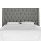 Williams Twin Nail Button Wingback Headboard, Linen Gray