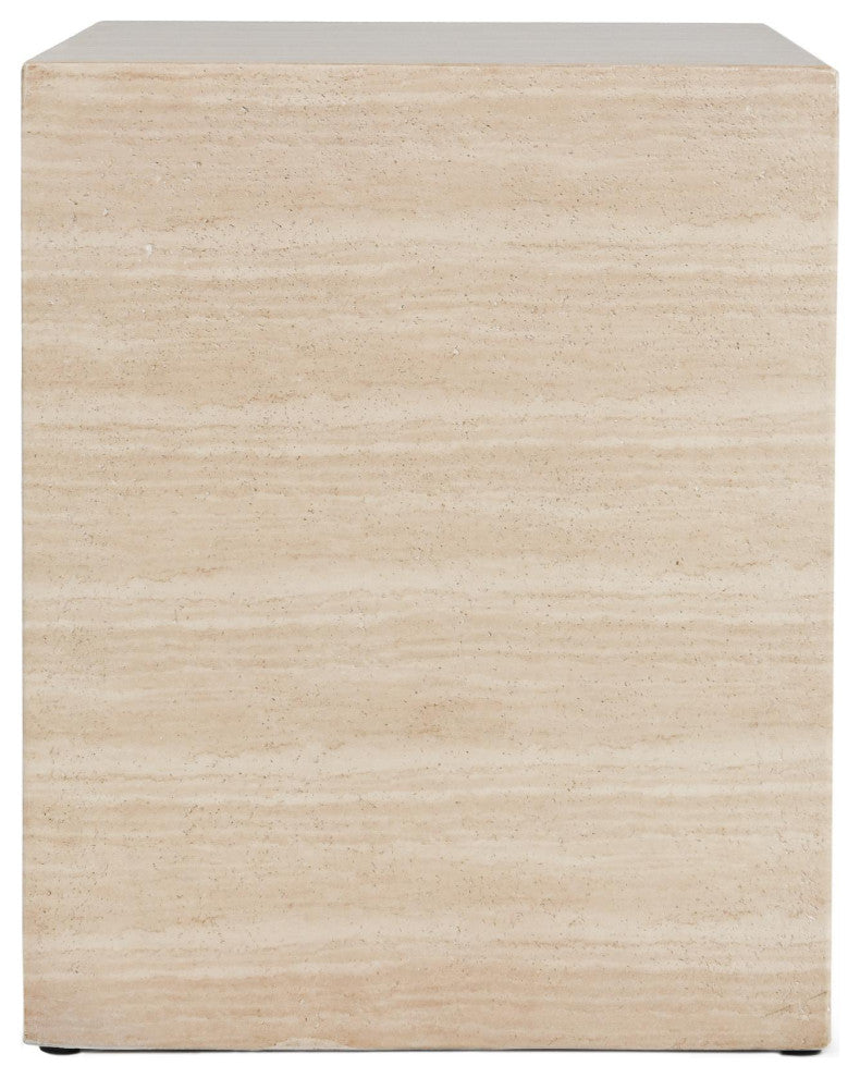 Rosen Outdoor Stone End Table, Beige