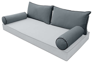 STYLE V2 Full Velvet ContrastPipe Indoor Daybed Bolster Pillow |COVER ONLY|AD347