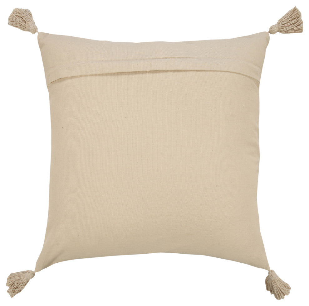 Beige Traditional Textured Medallion Throw Pillow, 20" X 20"