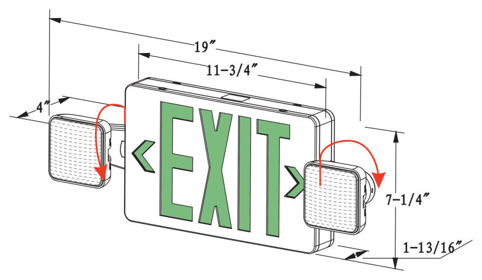 ECL3 Self-Diagnostic LED Emergency Exit Sign, Green Lettering