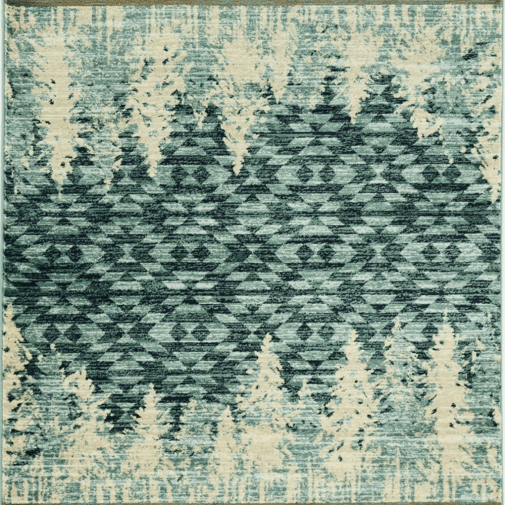3' X 5' Slate Blue Southwestern Area Rug