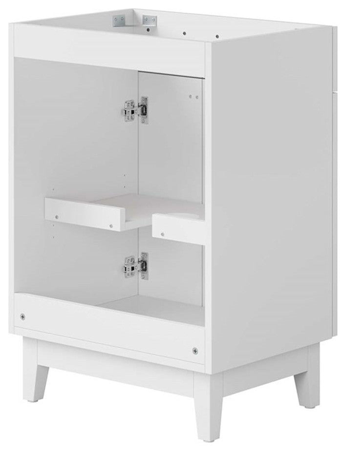 Modway Miles 24" Wood Bathroom Vanity Cabinet with Tapered Legs in White