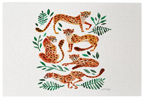 Cat Coquillette Cheetah Collection, Orange Welcome Mat