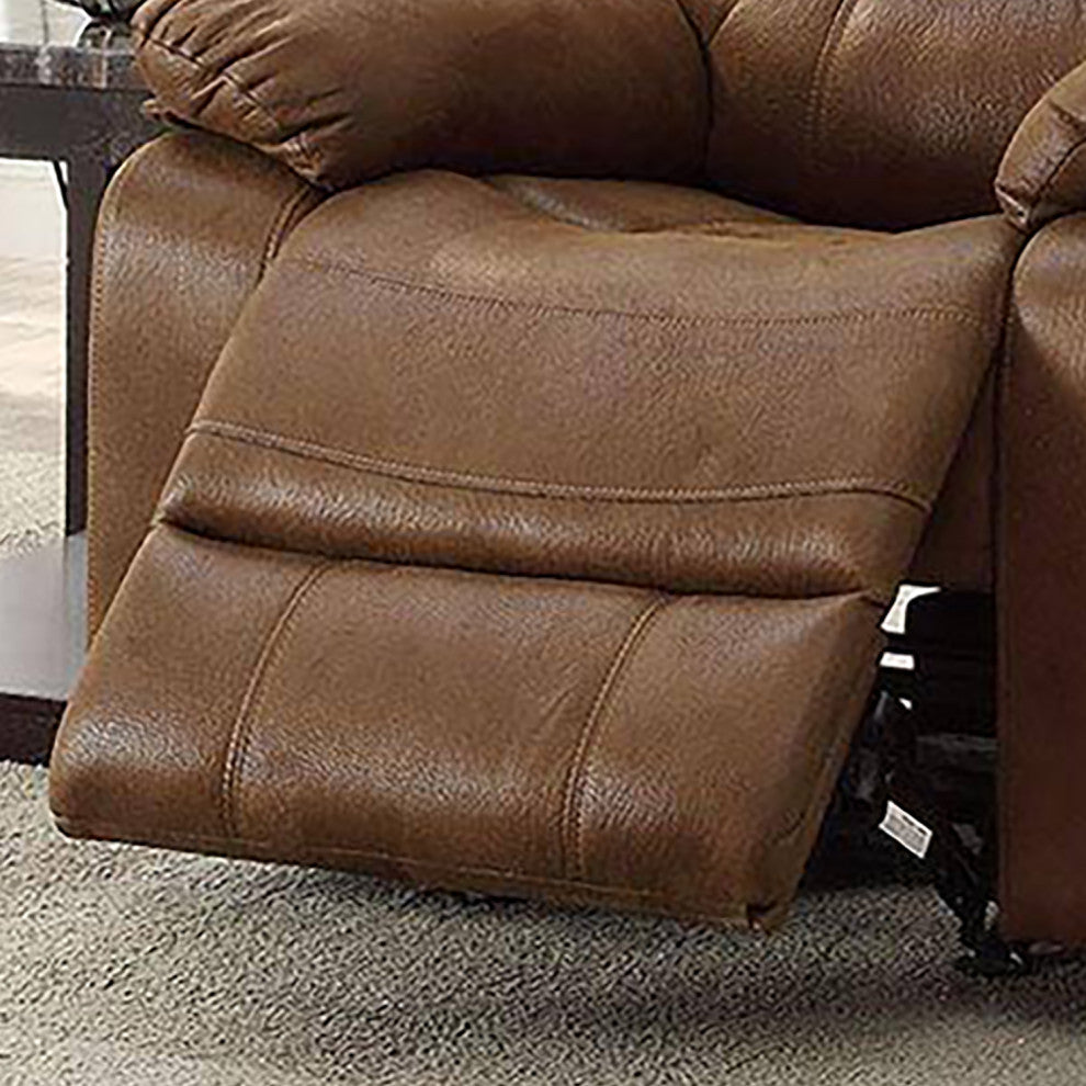 Breathable Leathrette Rocker Recliner, Dark Brown