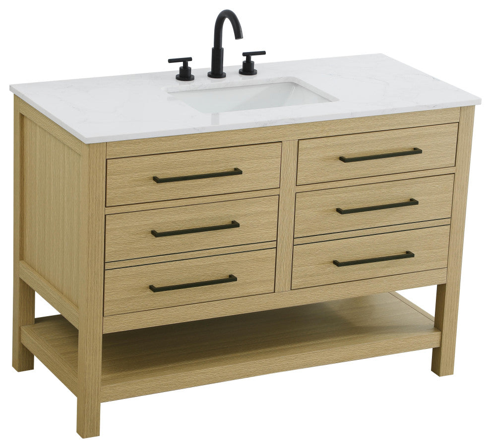 Home Living 48" Single Bathroom Vanity, Honey Brown