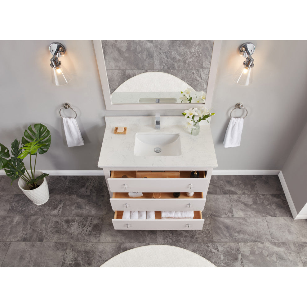 Legion Furniture WS2512 Series Bathroom Sink Vanity, Dreamy White, 42", Artificial Stone Top, Single Sink