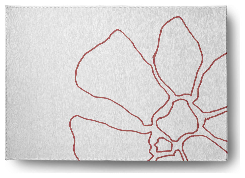 Petal Lines Spring Chenille Rug, Coral/White, 5'x7'
