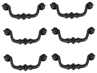Black Wrought iron Drawer Bail Pull 4.38" L Rust Resistant Powder Coat Pack of 6