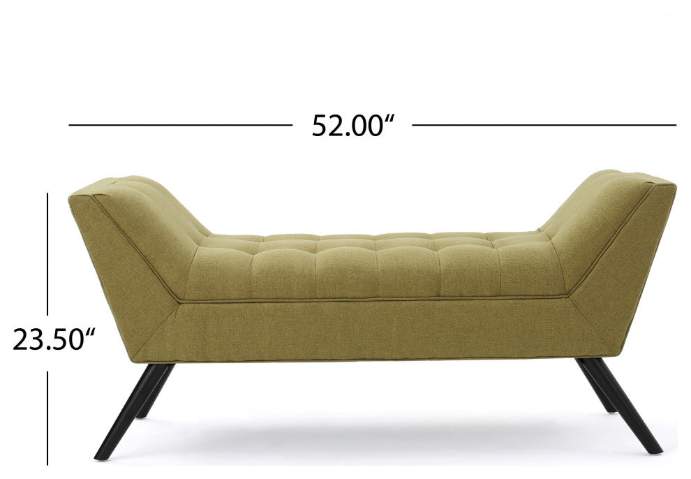 GDF Studio Madrid Tufted Fabric Ottoman Bench, Green