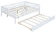 Gewnee Wood Full Size Daybed with Trundle and Fence in White