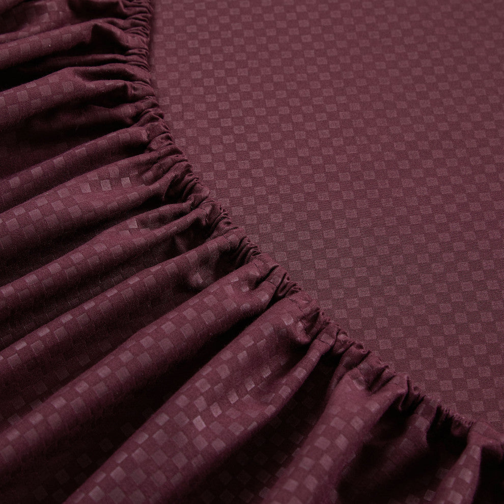 Tobol 6 Piece Embossed Sheet Set, Wine, Queen