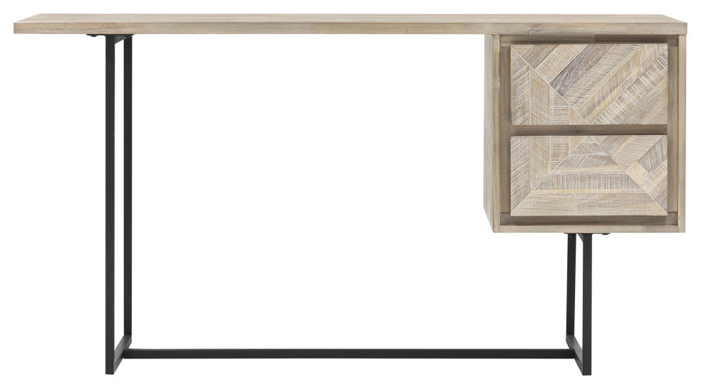 Peridot 2 Drawer Desk, Natural Acacia Wood