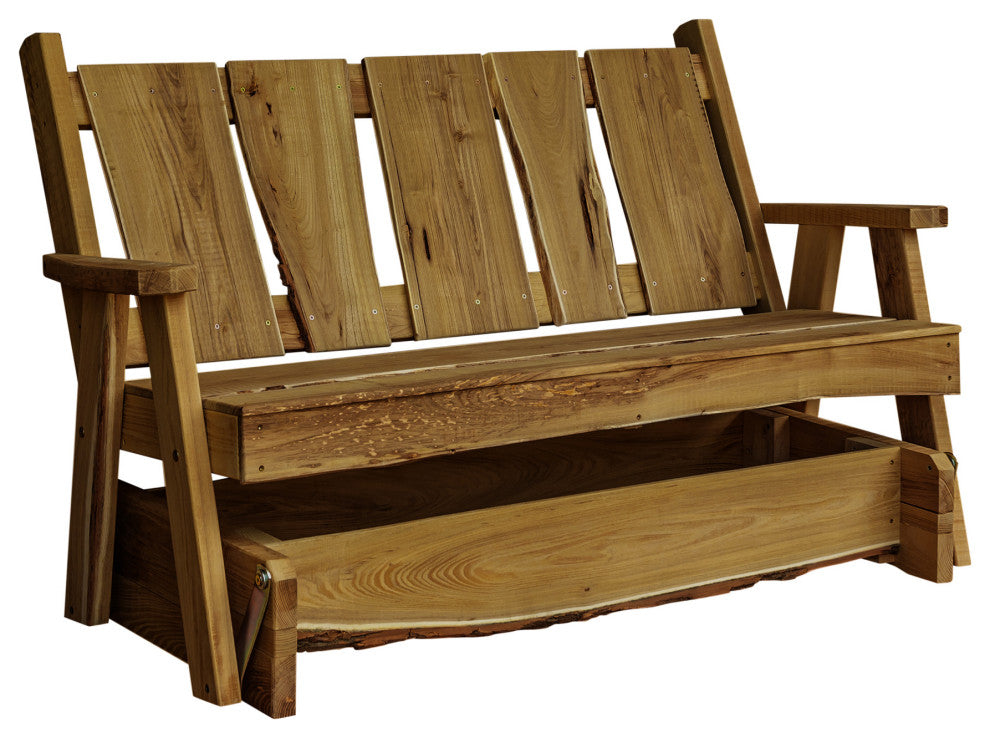 Live Edge Locust Timberland Glider Bench, Mushroom Stain, 5 Foot