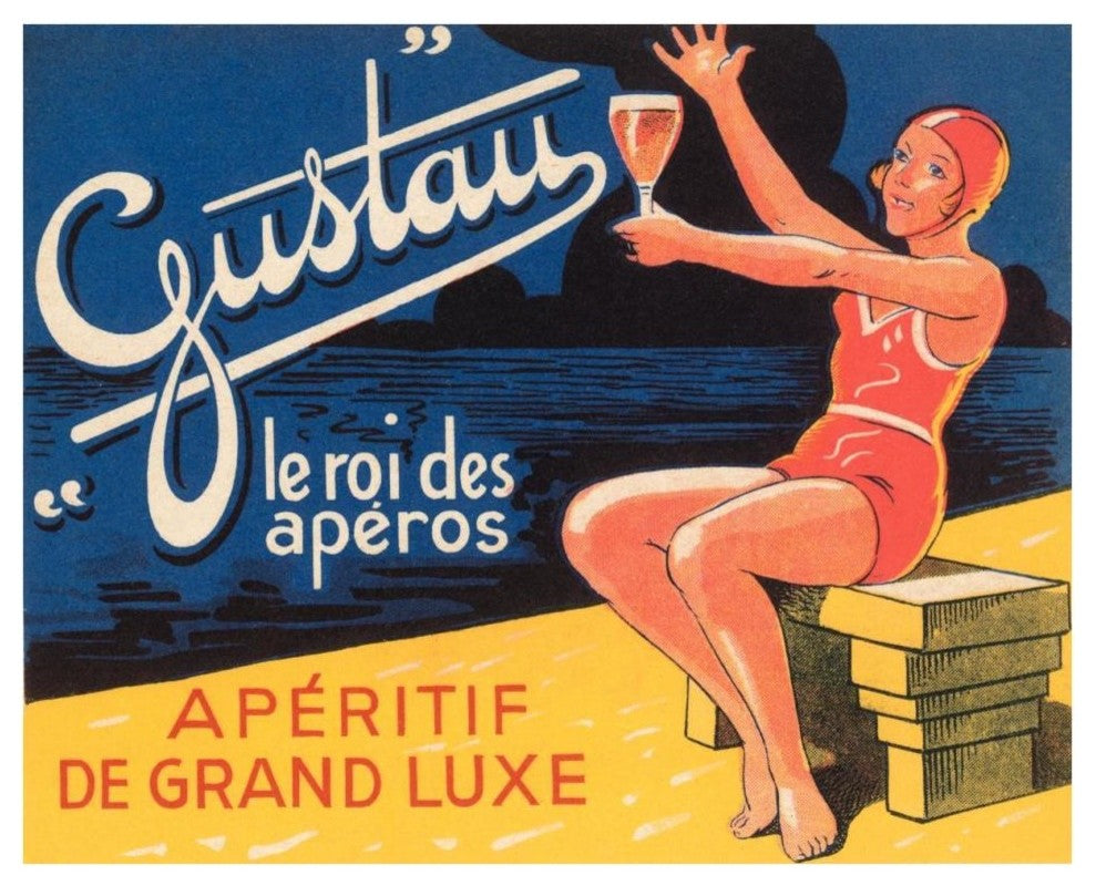 "Gustau Aperitif" Digital Paper Print by Vintage Booze Labels, 38"x31"