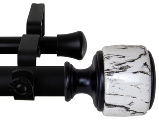 Kaylee 1" Diameter Double Curtain Rod, Black, 28-48"