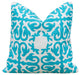 Turquoise & White Moroccan Wool Embroidered Throw Pillow Cover