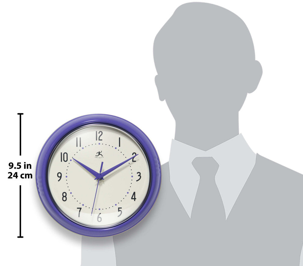 Infinity Instruments Retro Kitchen Vintage 50s Wall Clock, Periwinkle