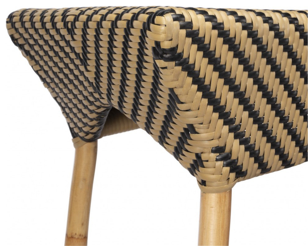 Brown and Beige Rattan Bar Cart