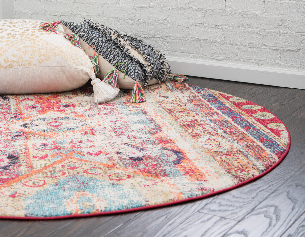 Unique Loom Cherry Pink Yellowstone Sedona 3'' 3 x 3'' 3 Round Rug