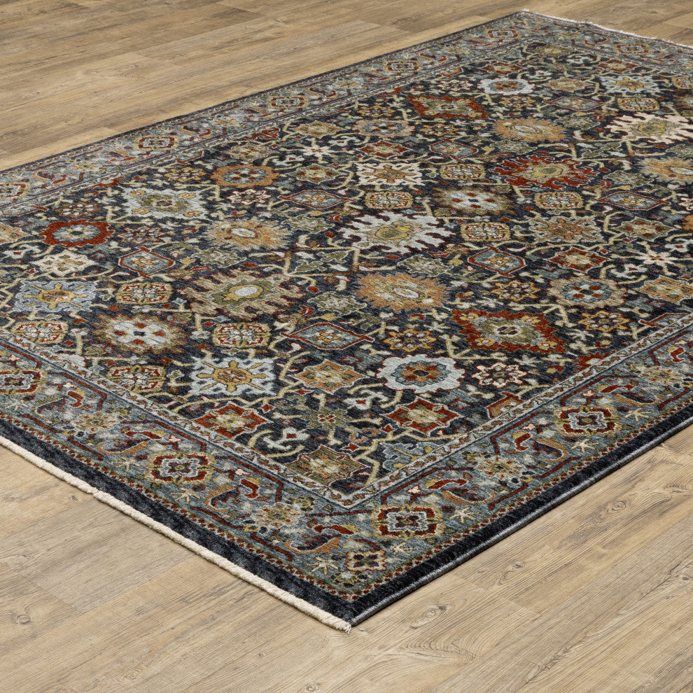 Augustus Persian Panel Blue/ Multi Indoor Area Rug, Blue, 5'3"x7'6"
