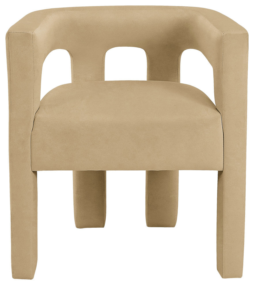 Athena Velvet Upholstered Dining Chair, Camel