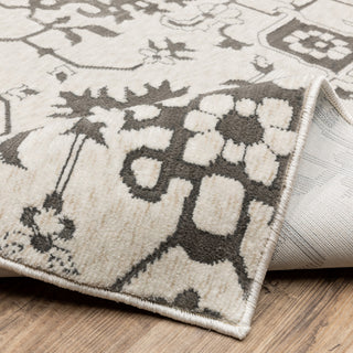 Iris Two-Tone Oriental Ivory/ Grey Area Rug 9'10" x 12'10"