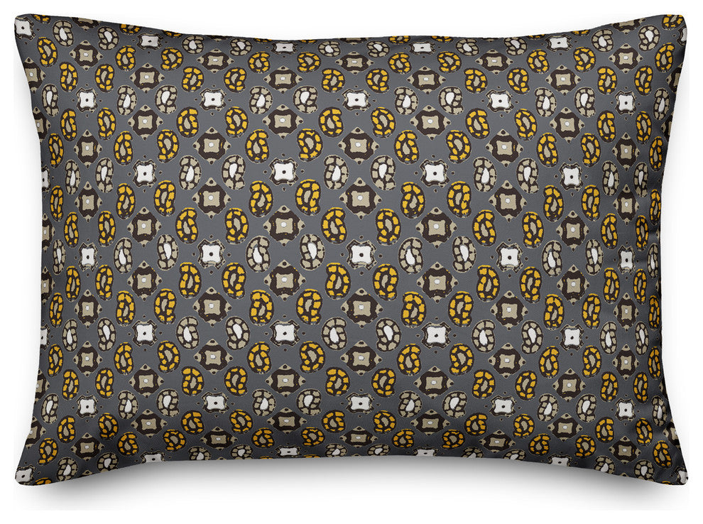 Tiny Paisley Pattern in Yellow Throw Pillow
