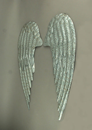 Galvanized Metal Rustic Angel Wings Wall Decor Set