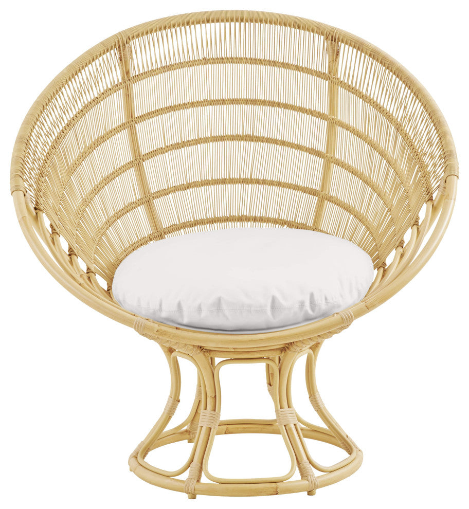 Franco Albini Luna Exterior Sunchair, Natural, White Canvas