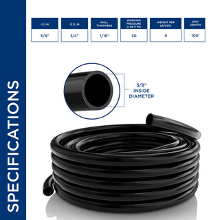 Alpine Wall PVC Black Tubing, 5.12"Tall