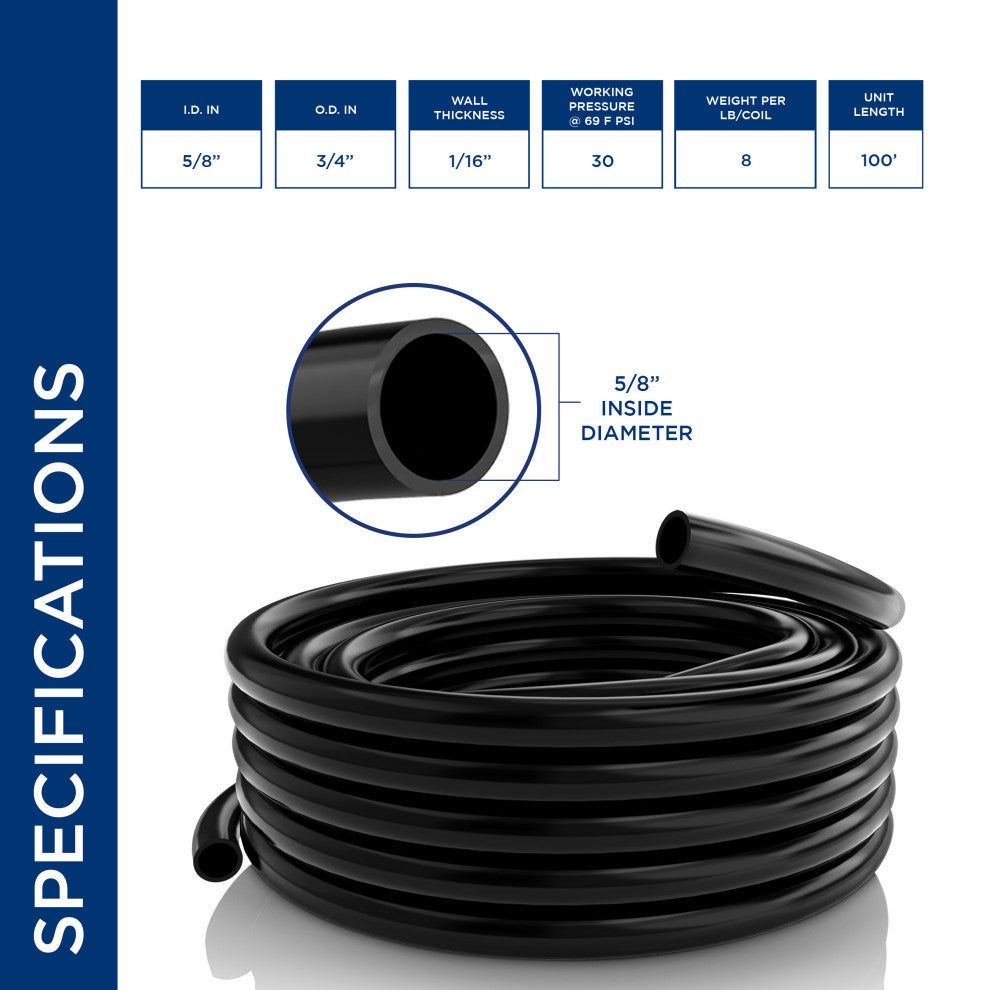 Alpine Wall PVC Black Tubing, 5.12"Tall