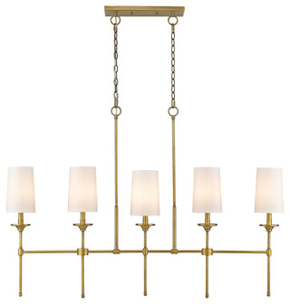 Emily Five Light Chandelier, Rubbed Brass