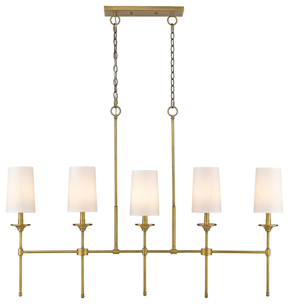 Emily Five Light Chandelier, Rubbed Brass
