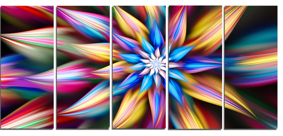 Exotic Multi Color Flower Petals, Floral Canvas Art Print, 60"x28", 5 Panels