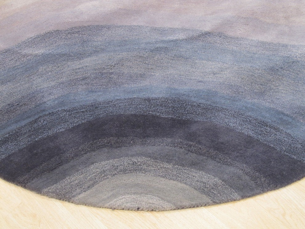 EORC Hand-tufted Wool Blue Contemporary Abstract Desertland Rug, Rectangular