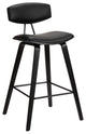 29" Black Faux Leather Mid Century Modern Bar Stool