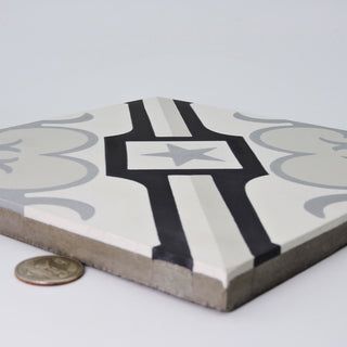 8"x8" Chala Handmade Cement Tile, Black/Gray, Set of 12