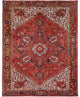 Imperial Red Pure Wool Hand Knotted Semi Antique Persian Heriz Rug 9'8"x12'9"