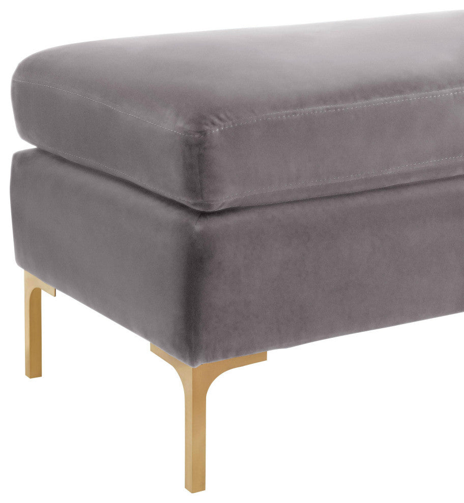 Delilah Grey Velvet Bench - Grey