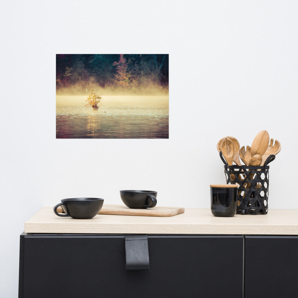 Golden Mist on Waples Pond Landscape Photo Unframed Wall Art Print, 12" X 16"