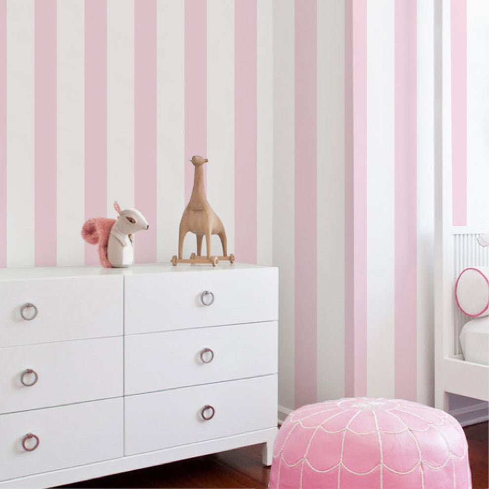 Vertical Stripe Peel and Stick Vinyl Wallpaper, Pink, 24"w X 60"h