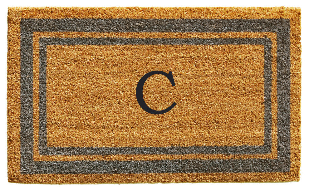 Periwinkle Border 18"x30" Monogram Doormat, Letter C