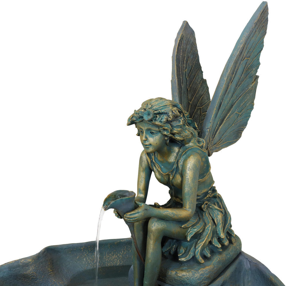 Sunnydaze Fairy Shell Outdoor Garden Water Fountain, Corded Electric, 30"