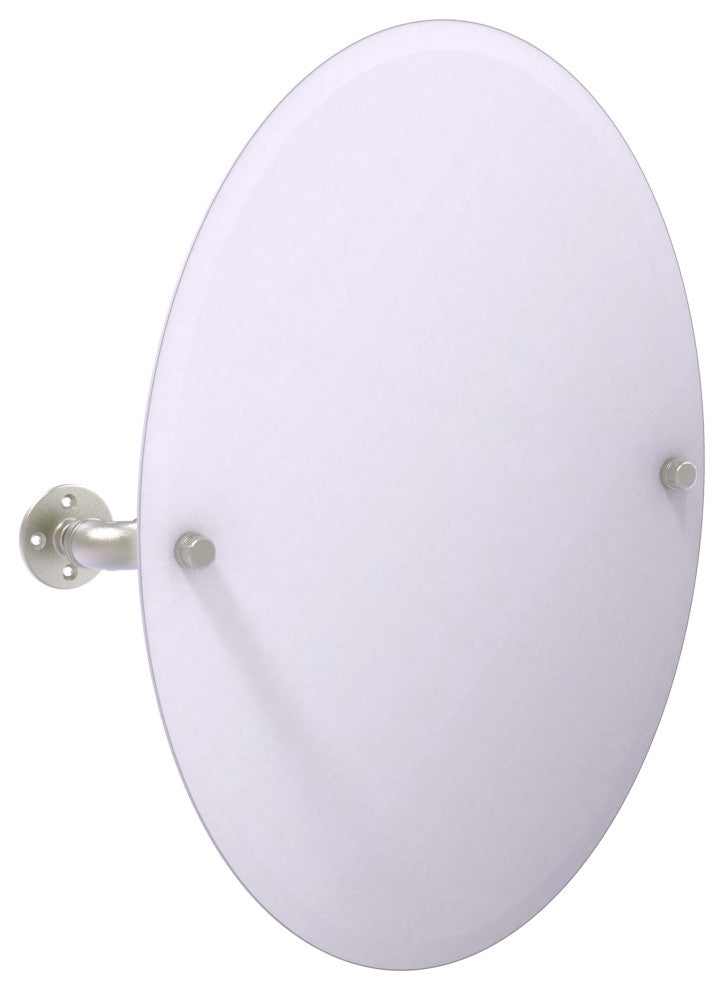Pipeline Frameless Oval Wall Mounted Tilt Mirror, Satin Nickel