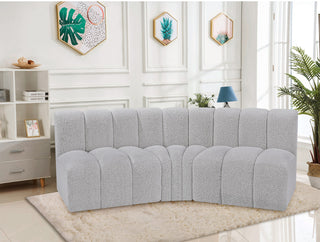 Arc Boucle Fabric Upholstered 3-Pc. U-Shaped Modular Sectional, Grey