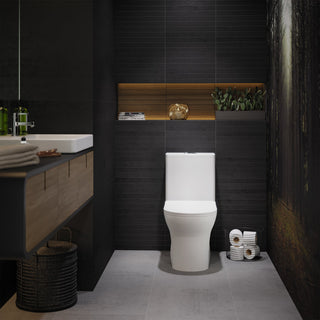 Burdon One-Piece Square Toilet Dual Flush 0.8/1.28 GPF, Glossy White