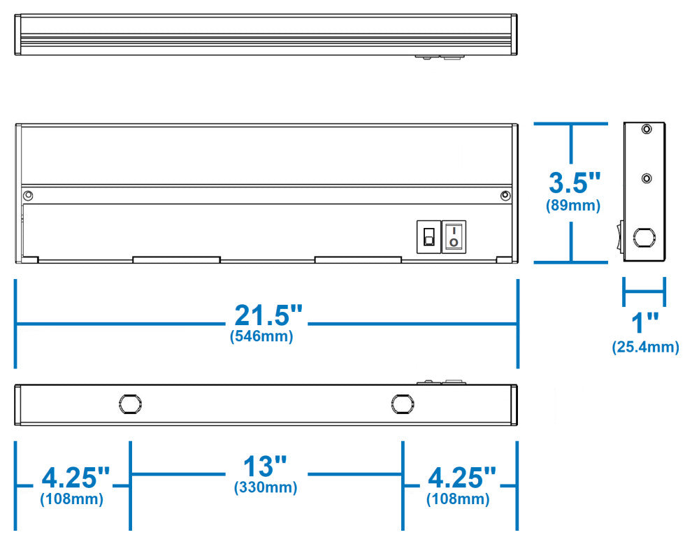 NUC-5 Series Selectable LED Under Cabinet Light, White, 21.5