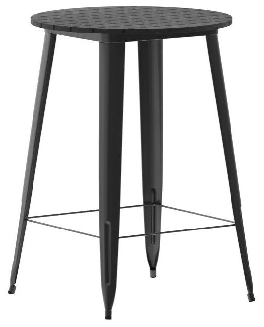 Declan Commercial Indoor/Outdoor Round Bar Top Table, 30", Black